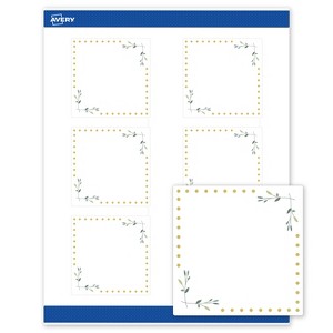 Avery 3" x 3" Labels, Gold Dots with Green Florals, 60 ct - 1 of 4