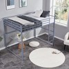 MAYEERTY Twin Size Metal Loft Bed, Loft Bed Frame with Safety Guard Rails & Flat Ladder, for Kids Teens Adults, Gray - 3 of 4