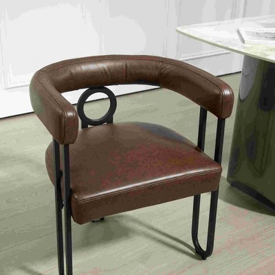 CAVINAS PU/Chenille Fabric Upholstered Accent Chair with Metal Legs and Cushion,Modern Upholstered Armchair for Living Room