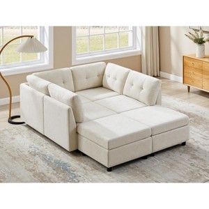 VANOMi Chenille Sectional Sofa with Ottoman - 1 of 4
