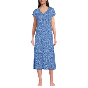 Lands' End Women's Short Sleeve Cooling Midi Nightgown - 1 of 4
