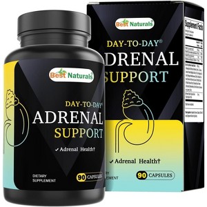 Best Naturals Day-to-Day Adrenal Support Supplements - 90 Veg Capsules - Made with Ashwagandha, L-Tyrosine, Magnesium, Rhodiola and More. - 1 of 4