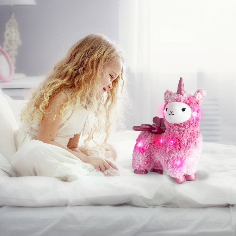 FAO Schwarz Glow Brights Toy Plush LED with Sound Pink Llamacorn 15&#34; Stuffed Animal, 3 of 8