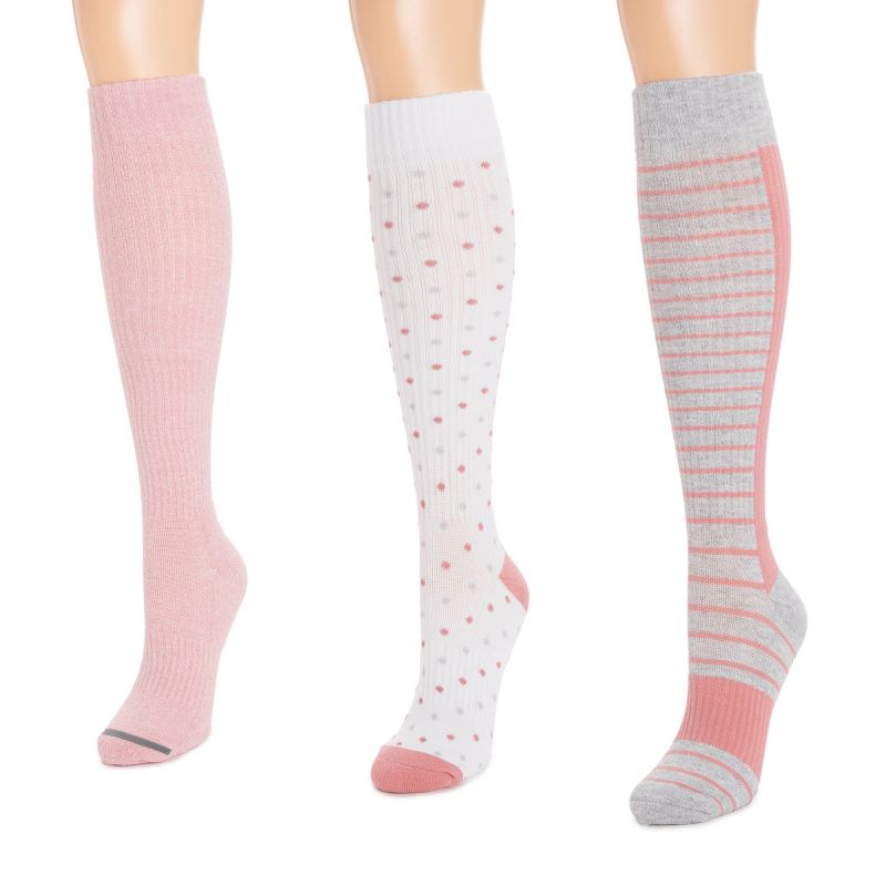 MUK LUKS Womens 3 Pack Cotton Compression Knee-High Socks, 1 of 4