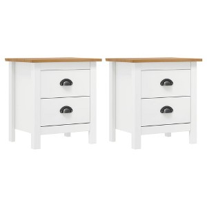 vidaXL Bedside Cabinet Hill 2 pcs White 18.1 in.x13.8 in.x19.5 in. Solid Pine Wood - 1 of 4