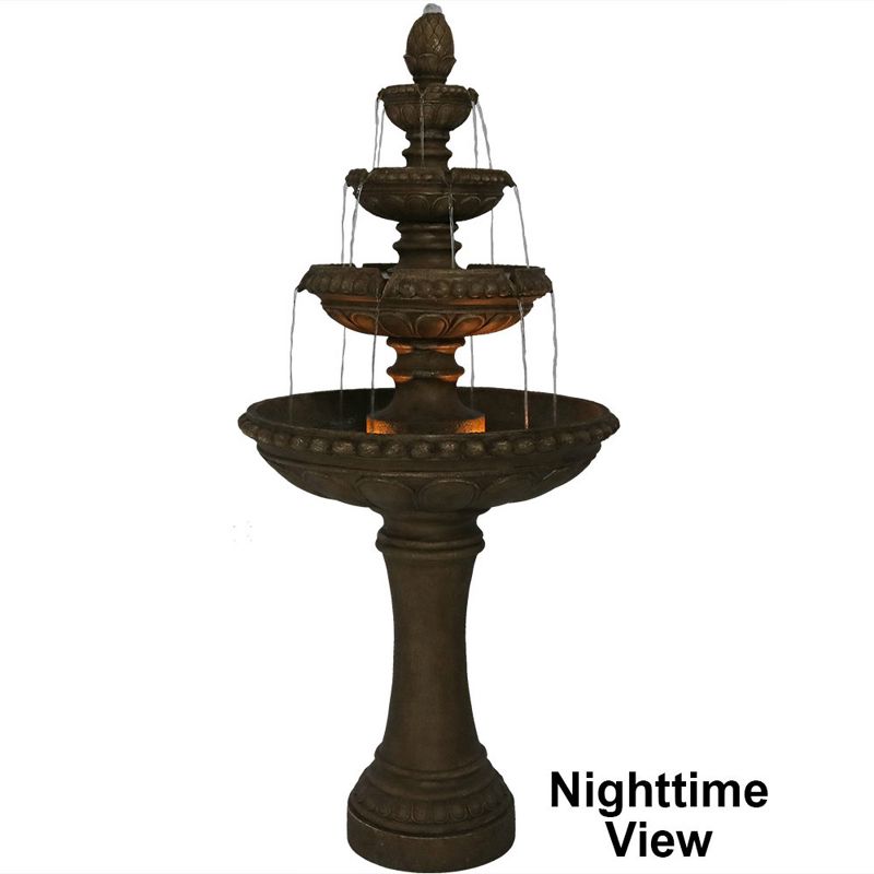 Sunnydaze 65"H Electric Resin and Concrete 4-Tier Eggshell Edge Outdoor Water Fountain with LED Lights, 5 of 14