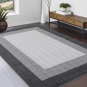 Low-Pile Washable Bordered Area Rug for Living Room Bedroom Dining Room, Non-Slip Stain Resistant Non-Shedding Carpet Geometric Floor Decor - 1 of 4