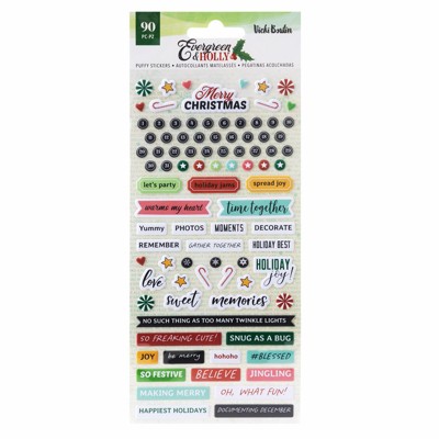 Vicki Boutin Evergreen & Holly Puffy Stickers, 90pcs
