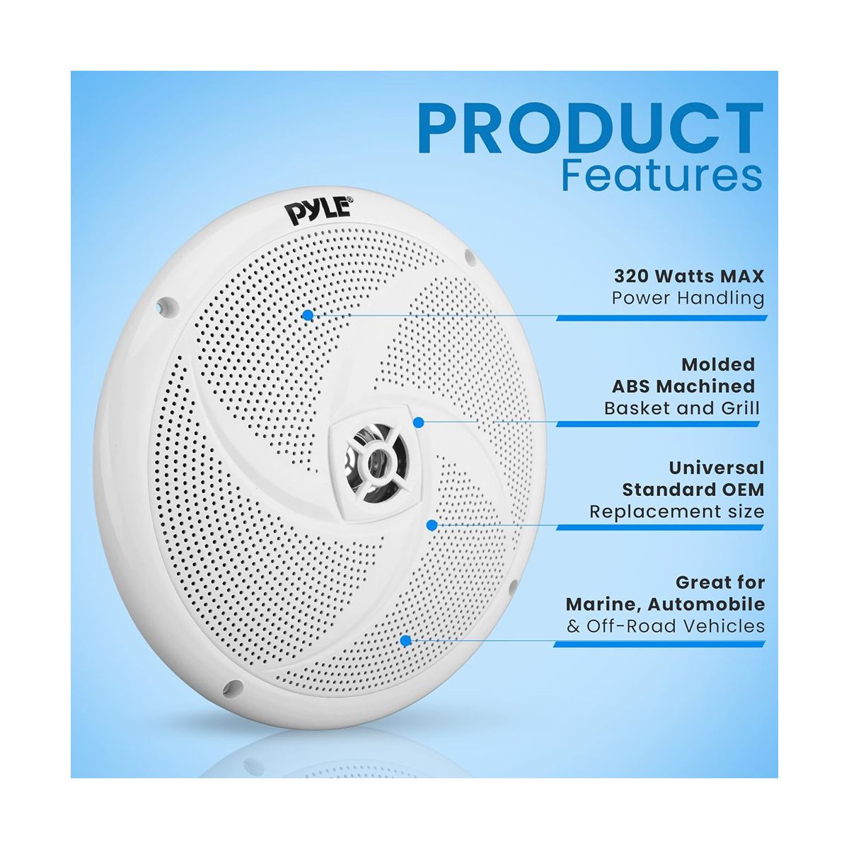 Pyle 8'' Low-Profile Marine Speakers - Waterproof, 2-Way Full Range - thumbnail 6