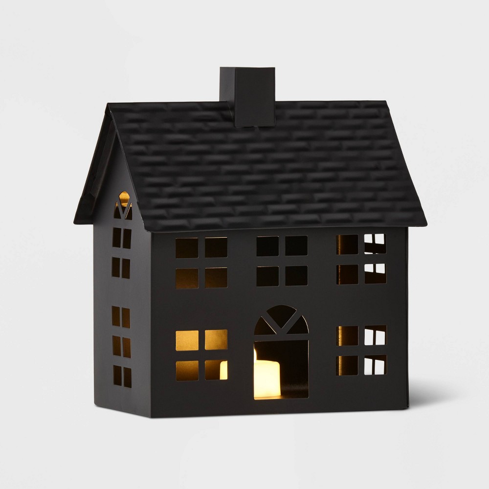 Metal House Decorative Figurine Black - Wondershop