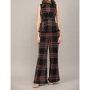 Women's Tartan Plaid Wide Leg Pants - Fate - 3 of 4