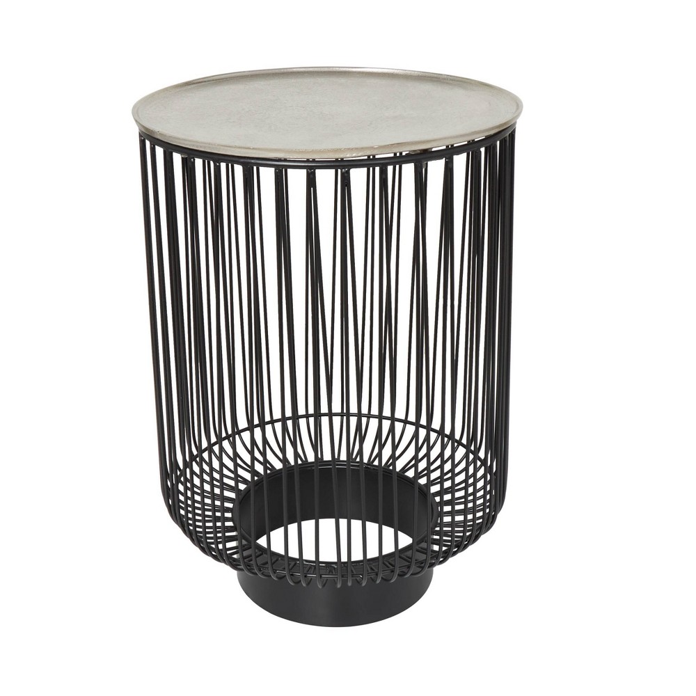 Olivia & May Metal Geometric Open Frame Wire Accent Table: No Assembly, Indoor Use, Made in India