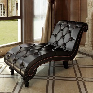 vidaXL Chaise Longue Brown Faux Leather - 1 of 4