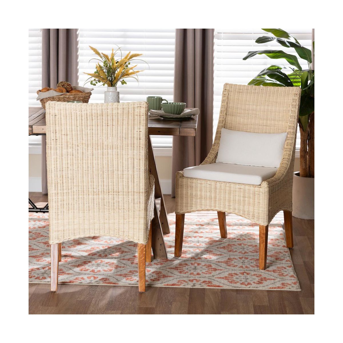 bali & pari,Haybourne Natural Rattan 2-Piece Dining Chair Set - Handwoven Wicker Accent - thumbnail 8