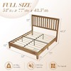 AMERLIFE Solid Wood Bed Frame, Mid-Century Platform Bed with Grille Headboard - 2 of 3
