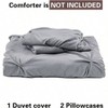 Set of 3 Grey Queen Duvet Cover, Luxurious Pinch Pleated with Zipper Corner Ties, 100 Microfiber, 120g Pintuck Set - 2 of 4