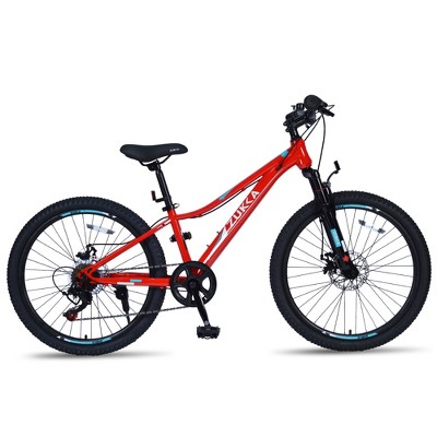 YONWAY 24 inch Mountain Bike With 6-speed Adjustable Seat, Fork High Carbon Steel Frame Bicycle,With Dual Disc Brake,Teenager Bicycle,For Boys Girls