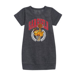 - Garfield - Basketball Graphic Short Sleeve Fleece Dress - 1 of 3