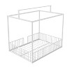 Polibi 3-in-1 Convertible Montessori Metal Floor Bed with Fence Guardrails and Canopy Frame - 4 of 4