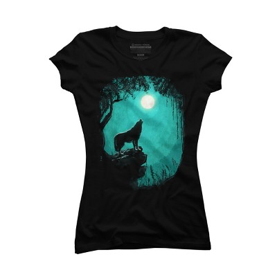 Junior's Design By Humans Wolf Howl On A Moonlit Forest Night By T-Shirt