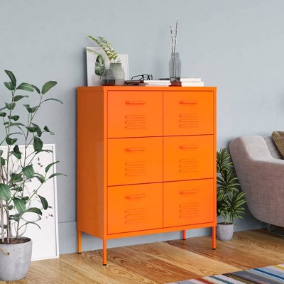 VidaXL Drawer Cabinet Orange 31.5"x13.8"x40" Steel