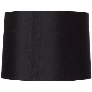 Springcrest Black Medium Hardback Drum Lamp Shade 13" Top x 14" Bottom x 10.25" Slant x 10" High (Spider) Replacement with Harp and Finial - 1 of 4
