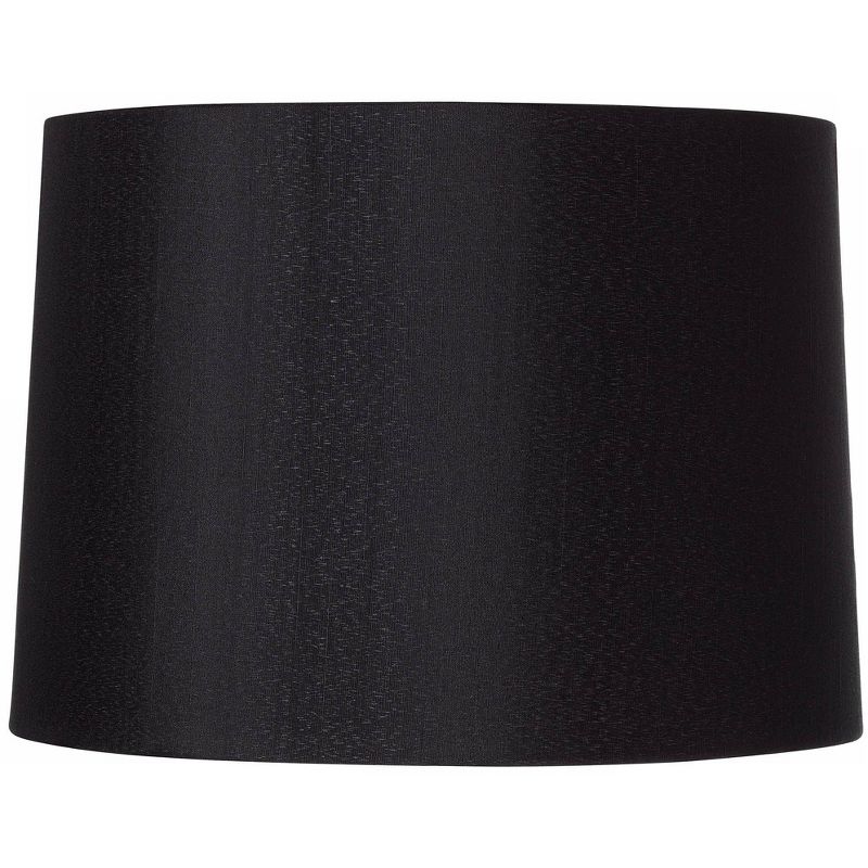 Brentwood Black Medium Hardback Drum Lamp Shade 13" Top x 14" Bottom x 10.25" Slant x 10" High (Spider) Replacement with Harp and Finial, 1 of 8