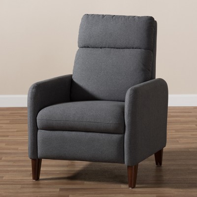 Casanova Mid-Century Modern Gray Fabric Recliner Chair