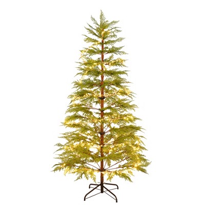 6 Feet Artificial Full Christmas Tree Includes LED Lights and Metal Stand, 612 Tips Full Tree,Xmas Decoration