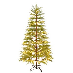 6 Feet Artificial Full Christmas Tree Includes LED Lights and Metal Stand, 612 Tips Full Tree,Xmas Decoration - 1 of 4