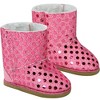 Sophia’s Fleece Coat, Solid White Leggings, and Sequin Ewe Boots for 18” Dolls, Hot Pink - 3 of 4