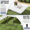 Tangkula 3 PCS Folding Picnic Table Set w/ 6 ft Table & 2 Benches HDPE Tabletop Bench Top Coffee - 4 of 4
