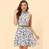 INSPIRE CHIC Women's Floral Sleeveless Half Placket Mini Belted Summer Dress - 3 of 4