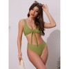 INSPIRE CHIC Women's Lace Up Decoration Push Up Bikini Sets, Wide Strap Top Triangle Bottom Swimwear Bathing Suits 1 Set - 4 of 4