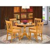 HomeStock 5-Piece Natural Oak Finish Solid Wood Top Dining table with 4 Chairs with Slat Back - 2 of 4