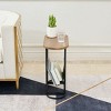Glass Oval Skinny Side Table With Storage,Small Side Tables For Living Room,Small Nightstand With Storage,Small Bedside Table-Cuddlewood - 2 of 4