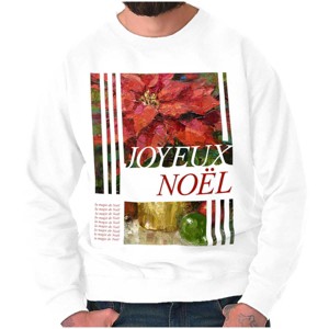 Poinsettia Christmas Joyeux Noel Sweatshirt for Men or Women Brisco Brands - 1 of 4