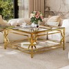 TOAOTBNBO Glass Coffee Tables with Lower Shelf, Large Center Table with Geometric Metal Base, Living Room Table with Storage, Transparent - 4 of 4