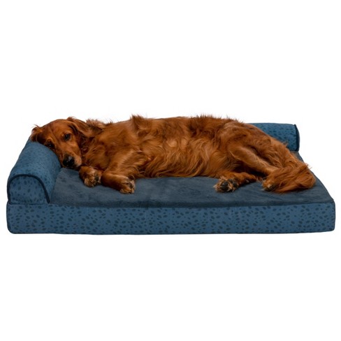 Furhaven Plush Almond Print Memory Top Deluxe L chaise Pet Bed