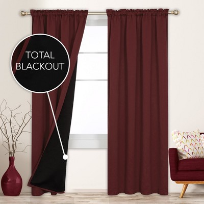 Deconovo ModernLuxury 100% Full BlackOut SatinRodCurtains For LivingRoom or BedRoom 2Panels