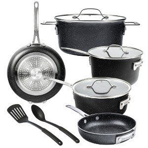 Granitestone Stackable 10 Pc Space Saving Nonstick Cookware Set with Utensils - 1 of 4