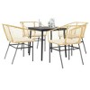 vidaXL 3-Piece Patio Dining Set with Cushions - Brown PE Rattan & Tempered Glass for Garden/Backyard/Patio - 2 of 4