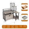 Cat Litter Box Enclosure Furniture with Flower Stand, Corner Wooden Cat Washroom, Pullable Carring Tray - 3 of 4
