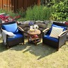 Tangkula 3PCS Patio Wicker Rattan Conversation Set Outdoor Furniture Set w/ Cushion - 3 of 4