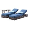 Buenhomino Patio Lounge Chair Set - Outdoor Wicker Chaise Lounge with Adjustable Backrest & Side Table, 5-inch Thick Cushion for Backyard, Poolside - 2 of 4