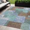 Brown Teal Blue And Ivory Geometric Washable Indoor Outdoor Area Rug - 2 of 4