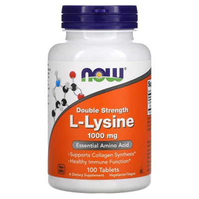 Now Foods Double Strength L-Lysine, 1,000 mg, 100 Tablets, Dietary Supplements