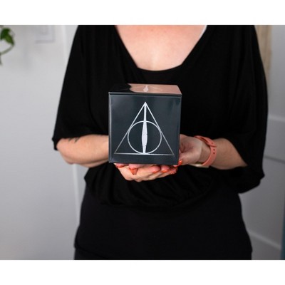Black Tin Cube Storage Box with Deathly Hallows Design