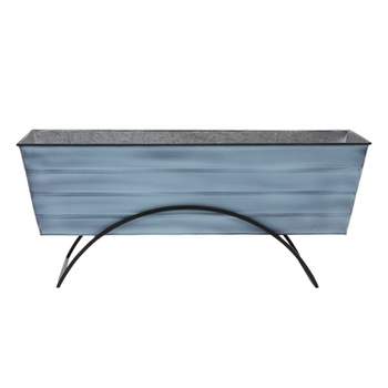 35.25" Large Galvanized Steel Flower Box with Wall Brackets Blue - ACHLA Designs