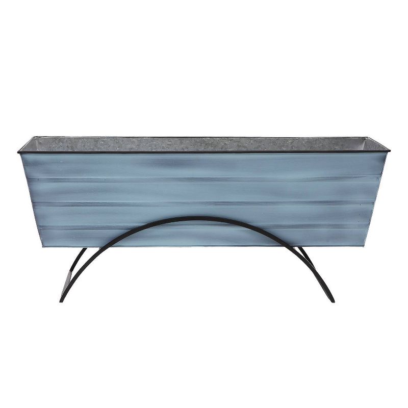 35.25&#34; Large Galvanized Steel Flower Box with Wall Brackets Blue - ACHLA Designs, 1 of 6